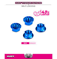Titanium Nut M4 With Serrated Flange - Blue (4) - HUDY - 296542-B