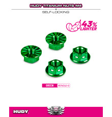 Titanium Nut M4 With Serrated Flange - Green (4) - HUDY - 296542-G