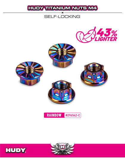 Titanium Nut M4 With Serrated Flange - Rainbow (4) - HUDY - 296542-C