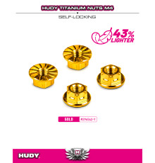Titanium Nut M4 With Serrated Flange - Gold (4) - HUDY - 296542-Y
