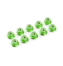 TEAM CORALLY - ALUMINIUM NYLST OP NUT - M3 - FLANGED - GREEN - C-3112