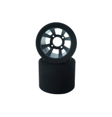 Pneus PanCar 1/10 Arrière 32 Shore sur jantes noires (2) - HOT RACE