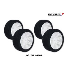 10 trains pneus piste 1/10 jantes blanches FFVRC - HOT RACE