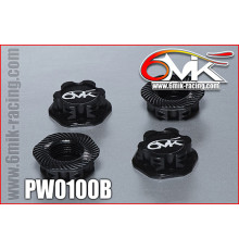 Serrated 1/8 Wheel Nut 1.0mm Black (4) - 6MIK - PW0100B