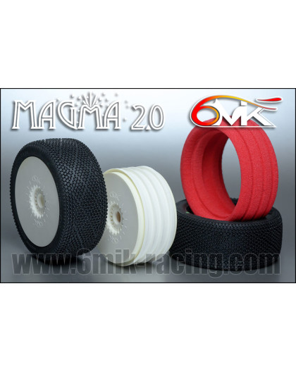 Pneus TT 1/8 Magma 2.0 + Jantes BL + Ins. - XS (2) - 6MIK - TKU16XS