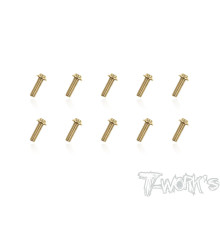 3mmx10mm Gold Steel Ufo Screws (10Pcs) - T-WORKS - GSS-310U