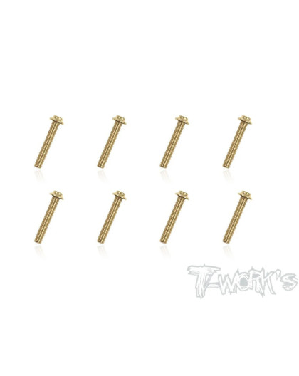 3mmx18mm Gold Steel Ufo Screws (8Pcs) - T-WORKS - GSS-318U