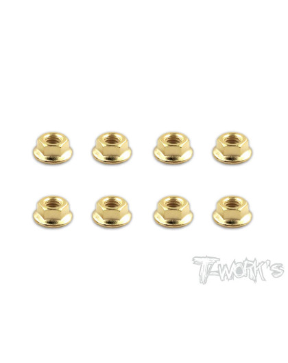 Golden Plated Serrated M4 Wheel Nuts (8 Pcs) - T-WORKS - GSS-4SN