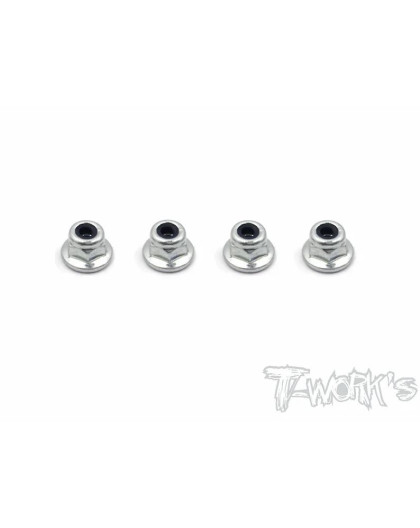 Nickel Flat M3 Lock Nuts (4Pcs.) - T-WORKS - NSS-3FLN