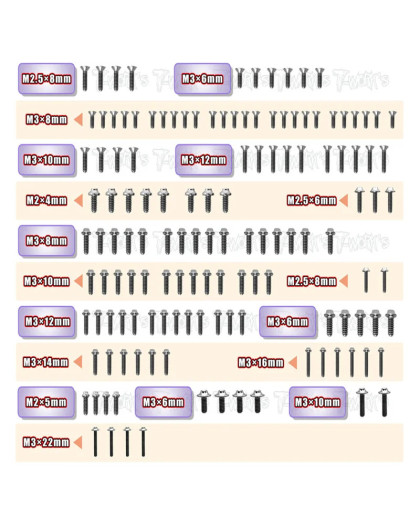 Titanium Screw Set Ufo 136Pcs Rc10 B74.2 - T-WORKS - TSSU-RC10B74.2