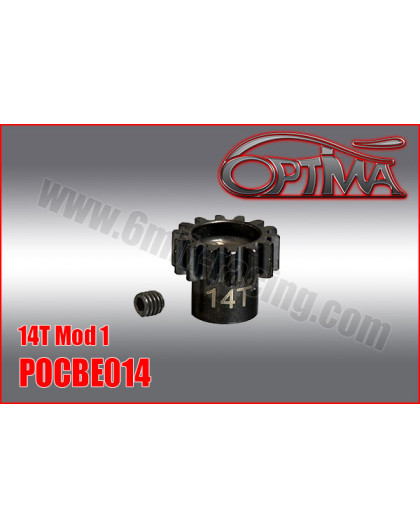 14t 1/8th Pinion 5mm Bore Mod 1 - OPTIMA - POCBE014