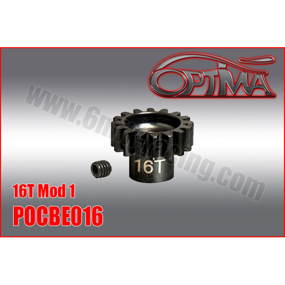 16t 1/8th Pinion 5mm Bore Mod 1 - OPTIMA - POCBE016