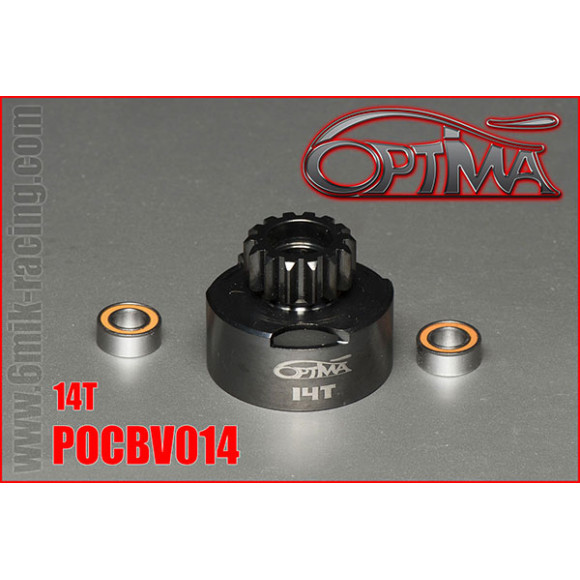 14t Vented Clutch Bell 5x10 + 2pcs Bearing - OPTIMA - POCBV014