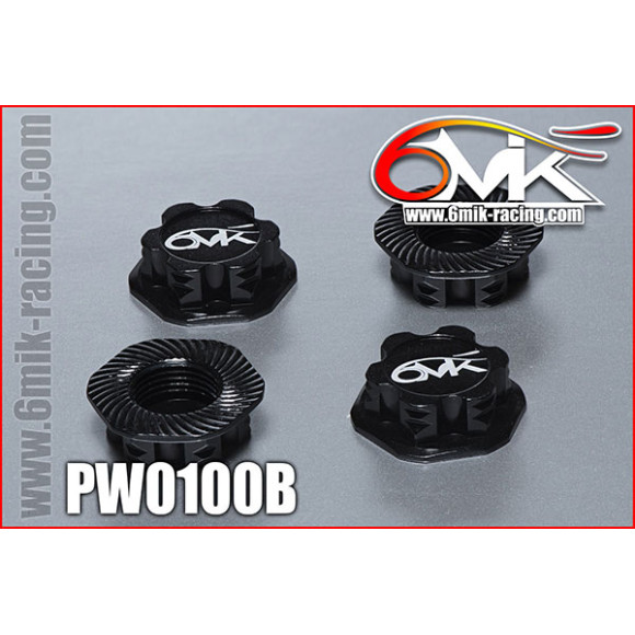 Serrated 1/8 Wheel Nut 1.0mm Black (4) - 6MIK - PW0100B