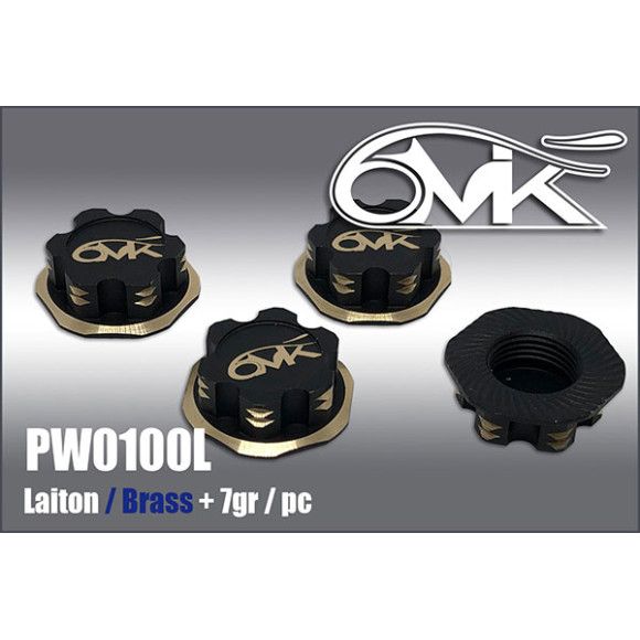 Brass serrated 1/8 Wheel Nut Black/Gold (4) - 6MIK - PW0100L