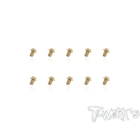 3mmx4mm Gold Steel Ufo Screws (10Pcs) - T-WORKS - GSS-304U