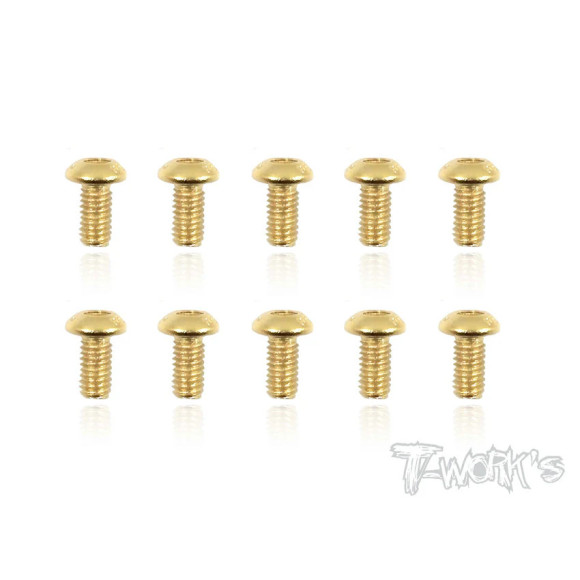 3mmx6mm Gold Button Head Screws (10Pcs) - T-WORKS - GSS-306B