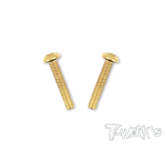 4mmx22mm Gold Steel Button Head Screws (2Pcs) - T-WORKS - GSS-422B