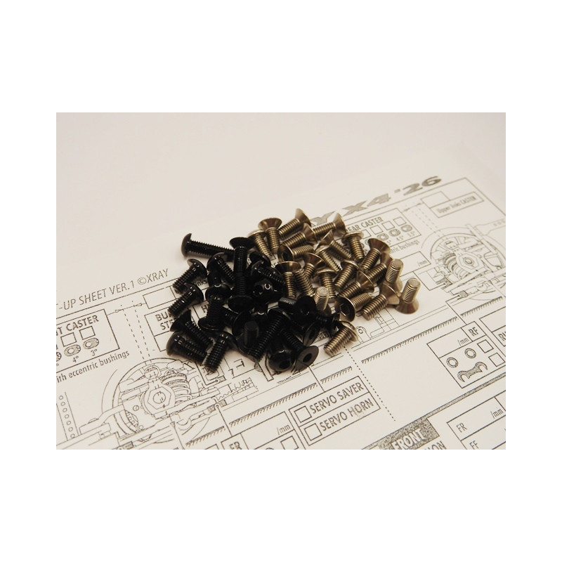 Kit visserie titane/alu hexagonale Noir X4'26 - HIRO SEIKO - 38079