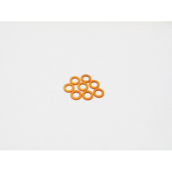 Rondelles alu 3mm 1.0mm (8) Orange - HIRO SEIKO - 48456