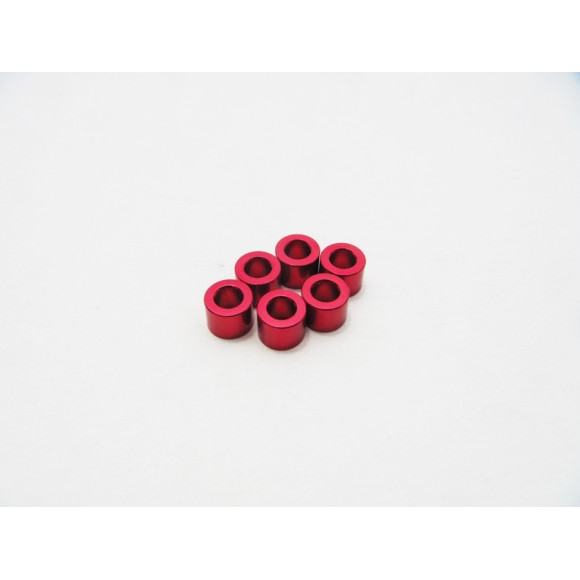 Rondelles alu 3mm 5.0mm (6) Rouge - HIRO SEIKO - 48492
