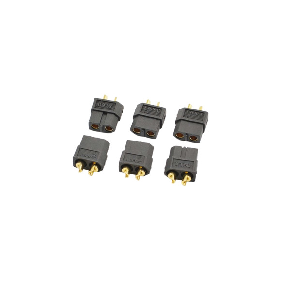 XT-60 BLACK FEMALE CONNECTORS (6PC) - CENTRO - C0351