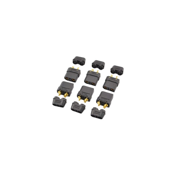 XT-90 BLACK FEMALE CONNECTORS (6PC) - CENTRO - C0356