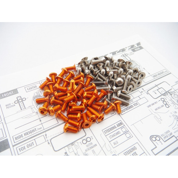 T4'21 Titan/Alum Hex Socket Screw Set Orange - HIRO SEIKO - 48634