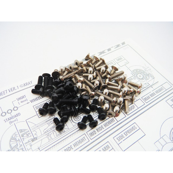 X1'21 Titan/Alum Hex Socket Screw Set Black - HIRO SEIKO - 48638