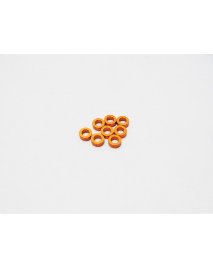 Rondelles alu 3mm 1.5mm (8) Orange - HIRO SEIKO - 48463