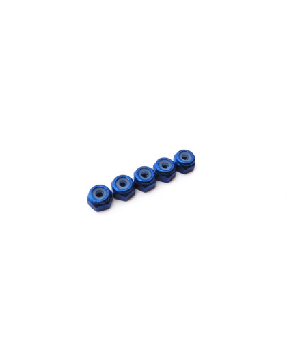 Ecrous nylstop alu 2mm Bleu foncé - HIRO SEIKO - 69214
