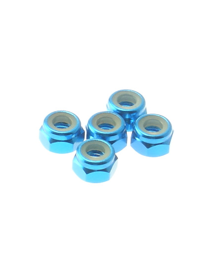 Ecrous nylstop alu 4mm Bleu clair - HIRO SEIKO - 69225