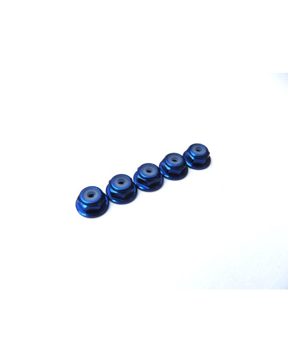 Ecrous épaulés nylstop alu 2mm Bleu foncé - HIRO SEIKO - 69232