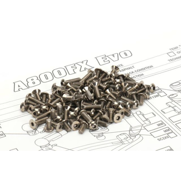 A800Fx Evo Titanium Hex Screw Set (88Pcs)  - HIRO SEIKO - 48661
