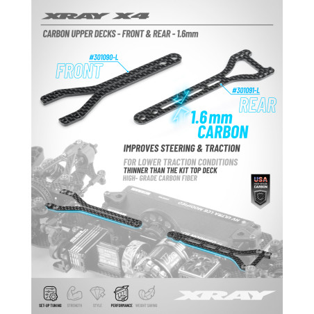 X4'26 Platine supérieure avant carbone 1.6mm - XRAY - 301090-L