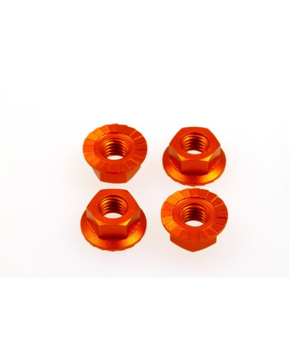  4mm Alloy Serrated Wheel Nut [Orange] - 69596 - HIRO SEIKO