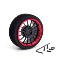  Aluminum Steering MF Wheel 15-Spoke [FBK+Red] - 69721 - HIRO SEIKO