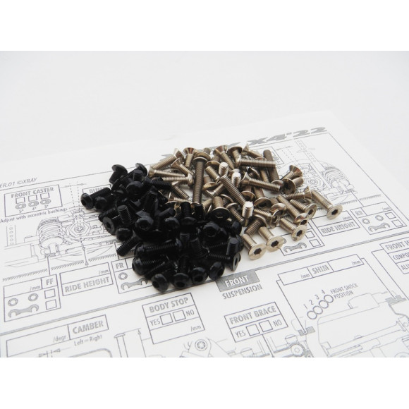 X4 Titan/Alum Hex Socket Screw Set Noir - HIRO SEIKO - 48676