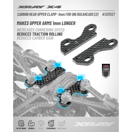 X4 Brides supérieures carbone -1mm UNI (2) - XRAY - 301557