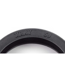 RUBBER TIRES + INSERTS, FRONT (50DEG) - 389650 - XRAY