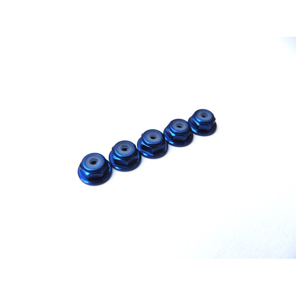 Ecrous épaulés nylstop alu 2mm Bleu foncé - HIRO SEIKO - 69232