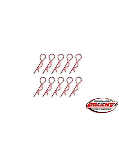 TEAM CORALLY - BODY CLIPS - 45 BENT - SMALL - RED - 10 PCS - C-35101 