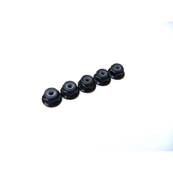 Ecrous épaulés nylstop alu 2mm Noir - HIRO SEIKO - 69235