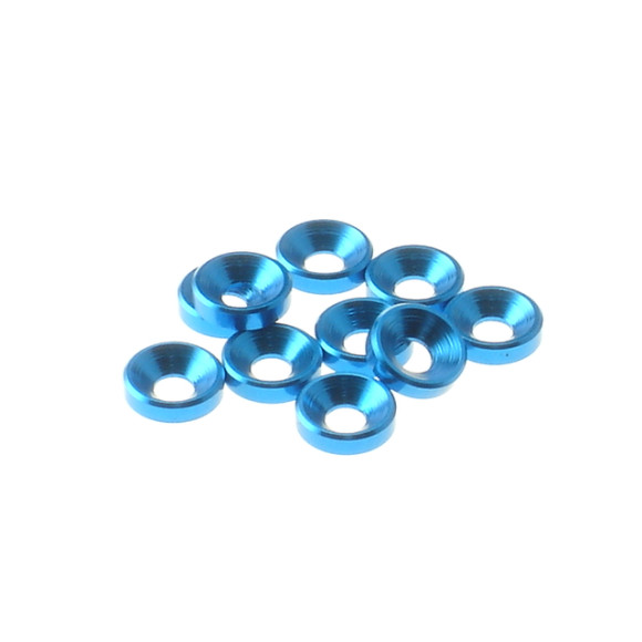  3mm Alloy Countersunk Washer  [Tamiya-Blue] - HIRO SEIKO - 69249