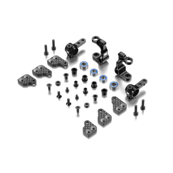 ALU STEERING BLOCKS & C-HUBS WITH BACKSTOP - SET - XRAY - 320904