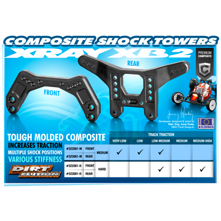 COMPOSITE SHOCK TOWER REAR - MEDIUM - 323081-M - XRAY