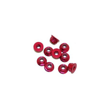 4 mm. ALU. NYLON NUT W/FLANGE RED (10 pcs) - UR1513-R - ULTIMATE