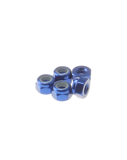 Ecrous nylstop alu 3mm Bleu foncé - HIRO SEIKO - 69220