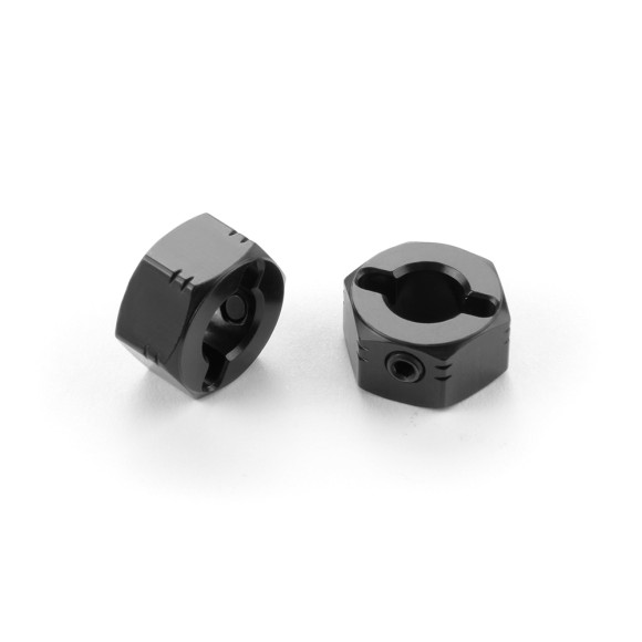 "ALU WHEEL HUB 12MM - OFFSET ""+0.75MM"" - BLACK (2) - 335252 - XRAY"